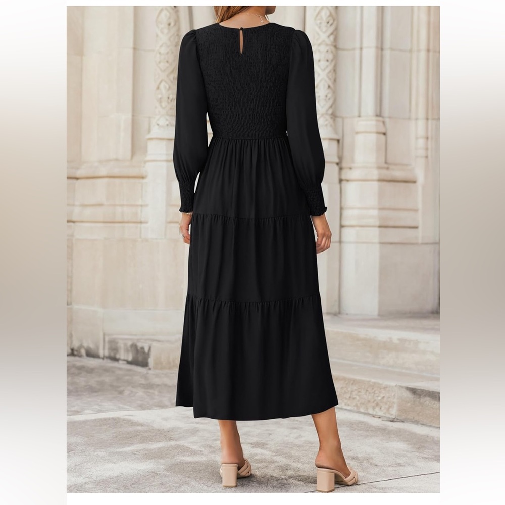 Long sleeve black midi dress size medium. Nwt - Picture 3 of 8